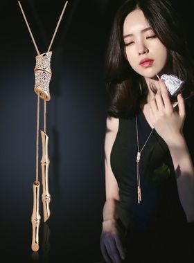 水钻四叶草长款百搭挂件流苏吊坠