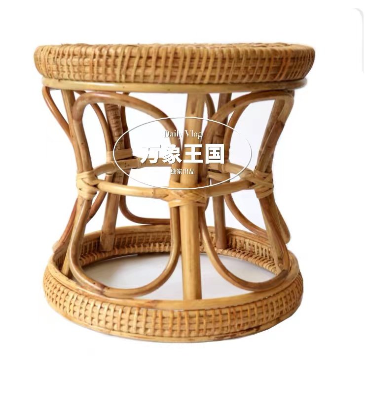 手工藤编缅甸坐凳矮凳编织圆凳藤凳子换鞋凳坐墩休闲凳腰鼓凳花架,住宅家具,矮凳,淘宝优惠券,粉丝福利购,淘宝优惠卷