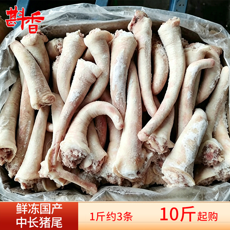 新鲜冷冻国产中猪尾巴10~20斤整根生猪尾去毛卤菜饭店生鲜食材