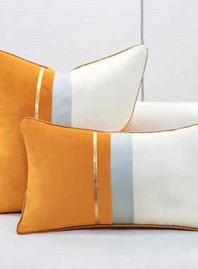 北欧风沙发抱枕客厅现代简约轻奢靠枕橙色抱枕套高档床头飘窗靠包