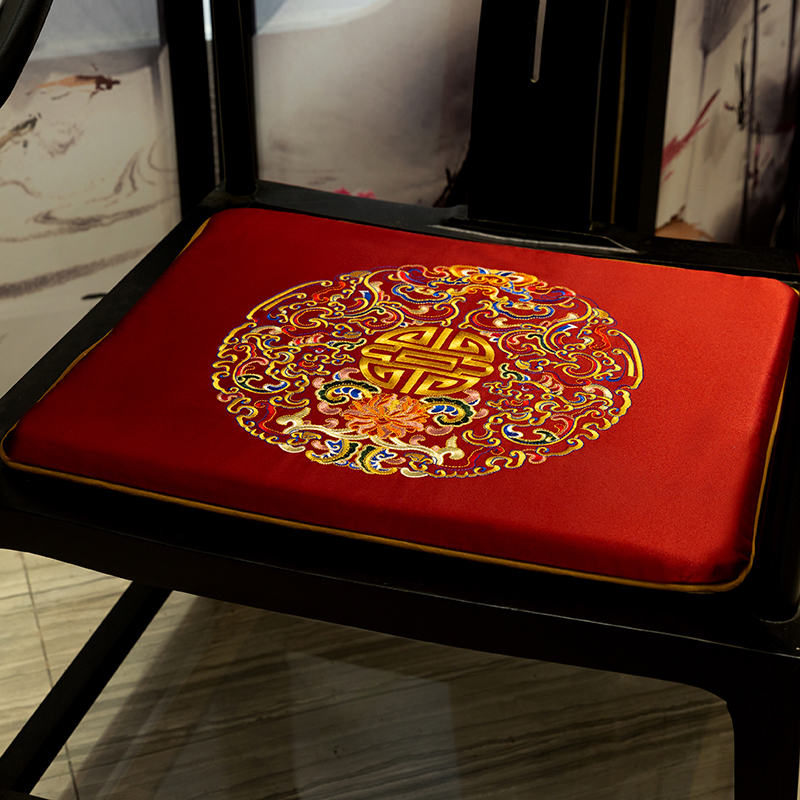 新中式坐垫刺绣太师椅圈椅垫红木古典沙发家具茶椅子餐椅坐垫定制
