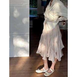 fifth 蕾丝花边拼接 不规则荷叶边半身裙女2025春秋ffu设计感法式