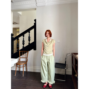 多层压褶灯笼休闲裤 fifth 女2026新款 设计感荷叶边花边阔腿裤 法式