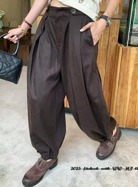 欧洲站2025秋季V+.COM新款休闲工装风长裤裤脚收口气球裤女23176