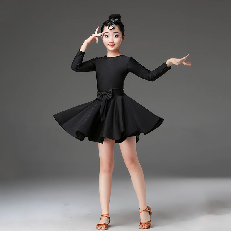 3儿童拉丁舞蹈裙连衣裙女童练功服比赛舞蹈服专业表演出女孩夏秋季