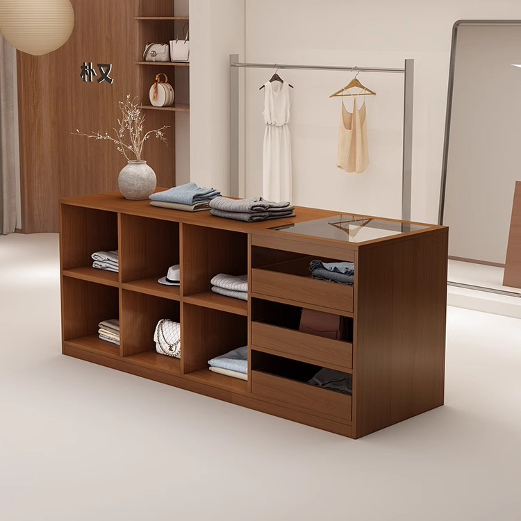 服装店复古风中岛台展示柜女装店铺中间陈列柜摆件展示桌装饰品柜