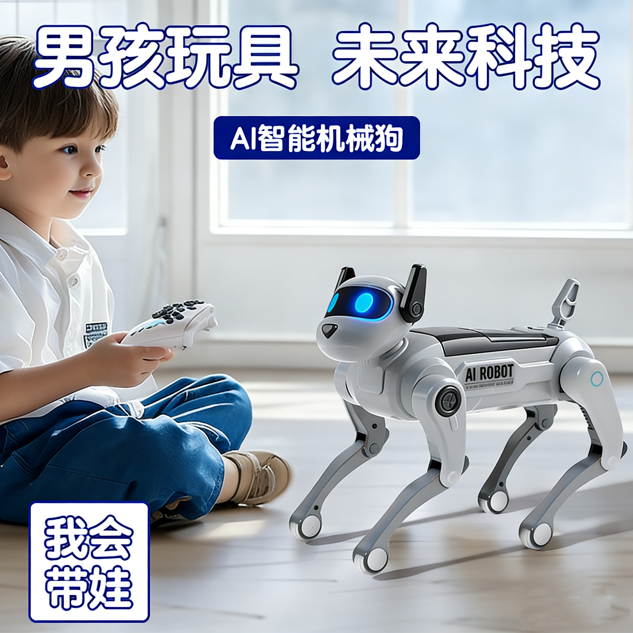 ai人工智能遥控机器狗2026新款男女孩走路会叫仿真声控可对话玩具