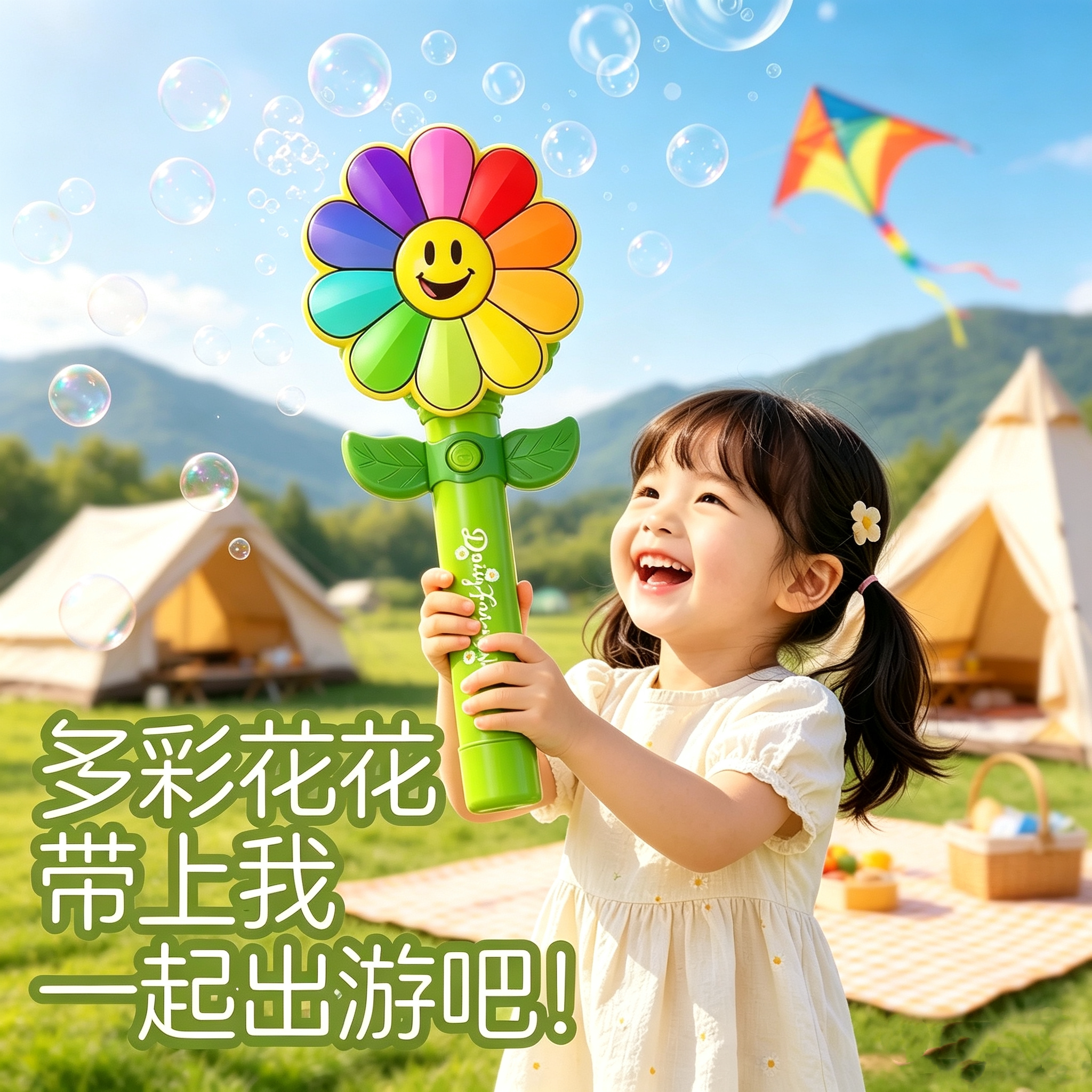 彩虹花儿童泡泡机棒2026全自动宝宝新款吹泡玩具男女孩婴幼儿无毒