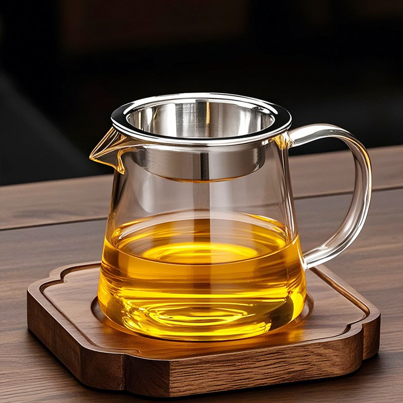 高档加厚公道杯过滤分茶器耐高温玻璃一体公杯茶漏套装茶具配件