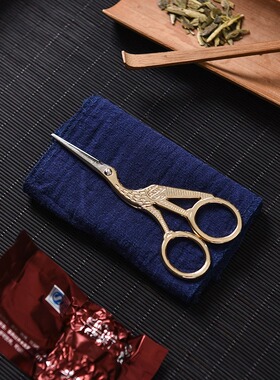 中式茶具配件剪茶叶袋剪纸绣花剪刀金银色手工小号不锈钢茶道配零