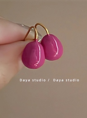 法式复古彩绘不对称耳环轻奢