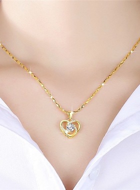 时尚精致锆石爱心吊坠项链送女友