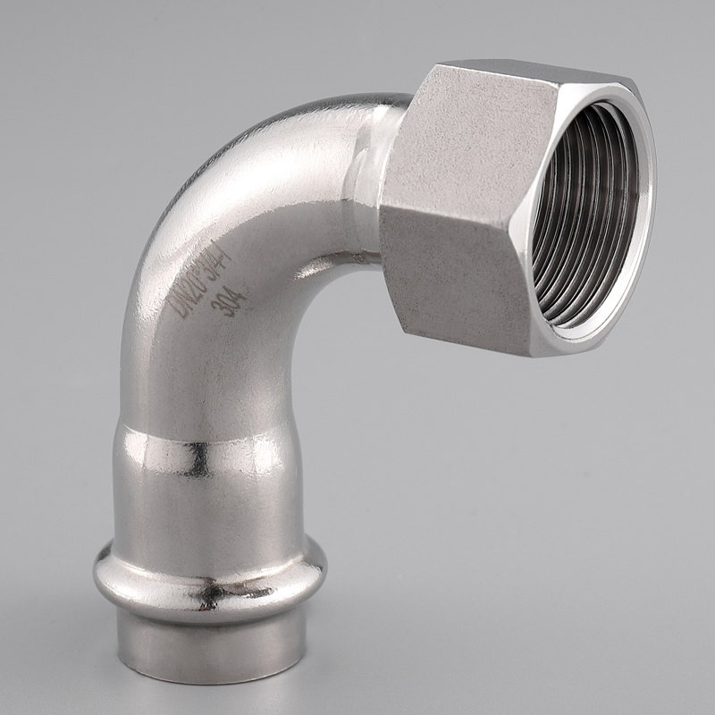 双卡压不锈钢管内螺纹90度弯头