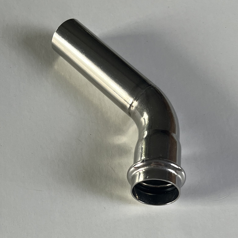 304不锈钢B型弯头45度双卡压薄壁水管配件加长卡压式汽车排气管件