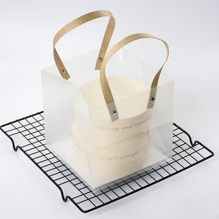 透明磨砂手提袋一次性打包袋子加厚塑料包装袋高档蛋糕手拎礼品袋