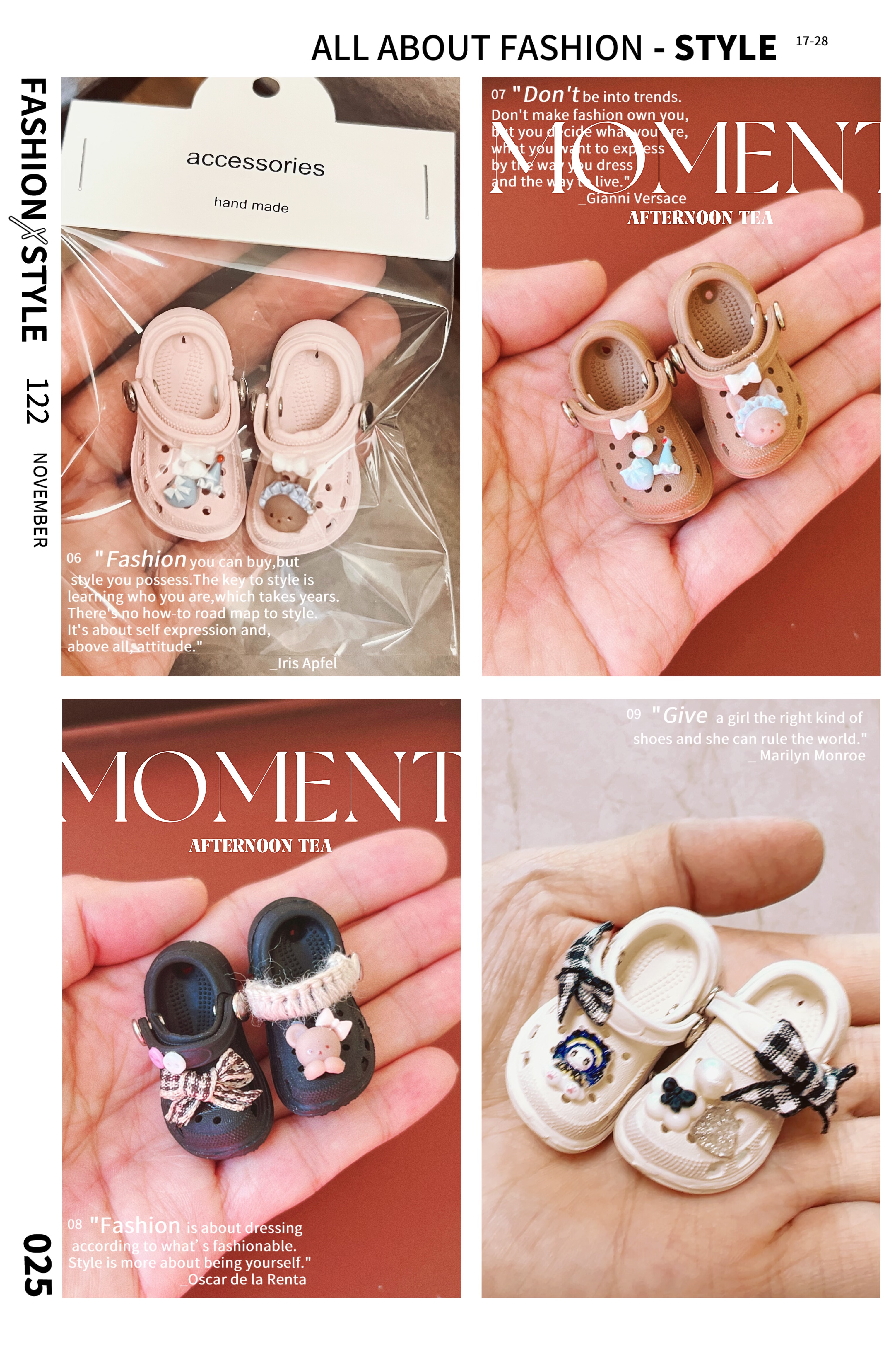 娃娃用洞洞鞋4cm左右，拍照神器，白棕黑粉四色可选