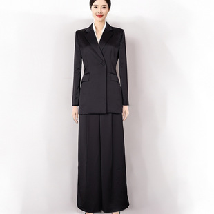 明星同款黑色西装裤套装裤外套阔腿女春秋修身长款干练正装职业套