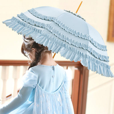 跨境loilta彩胶防晒裙边蕾丝花边全遮光洛丽塔安娜公主伞自动长柄