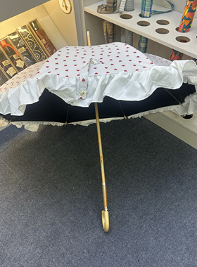 高颜值日系小清新白色爱心木制长伞花边太阳伞晴雨两用防晒遮阳伞