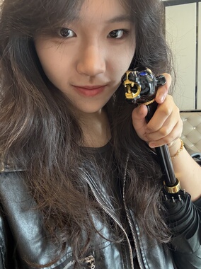 日系高颜值复古小清新双层黑色棉布蕾丝伸缩遮阳伞陶瓷黑豹手柄女