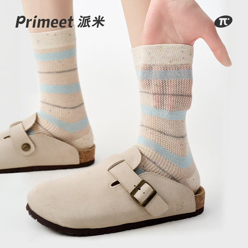 派米女袜夏薄款网眼透气中筒袜