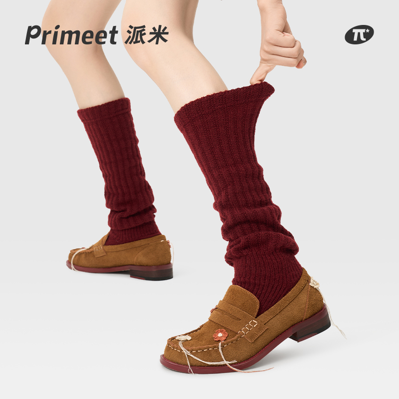 PRIMEET/派米堆堆袜套女款春夏中筒袜安可拉红小腿袜春秋保暖长袜
