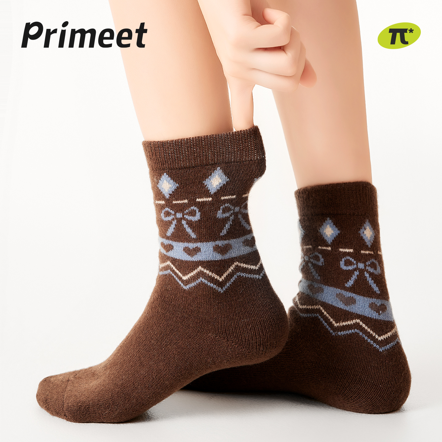 派米30%羊毛保暖费尔岛中筒袜