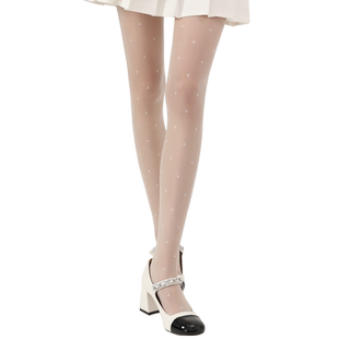 爱心波点白色丝袜女春夏款纯欲风可爱高筒白丝春夏薄款jk连裤袜子