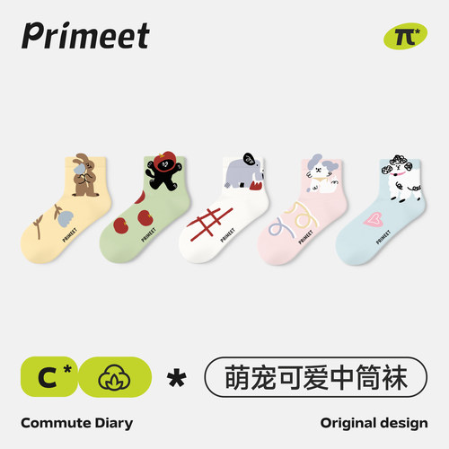 Primeet派米卡通四季潮流女短袜