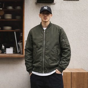 MA1飞行员夹克男冬季美式休闲纯色工装加厚棉衣棒球服外套棉服潮