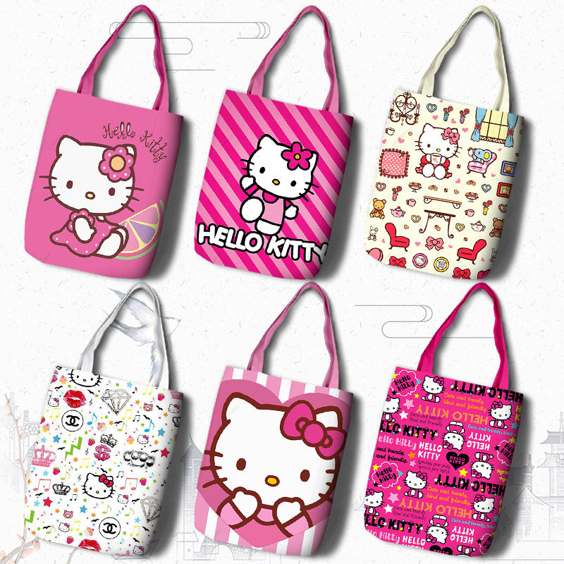 hello kitty 凯蒂猫 white 购物袋帆布袋大容量手提购物单肩包包