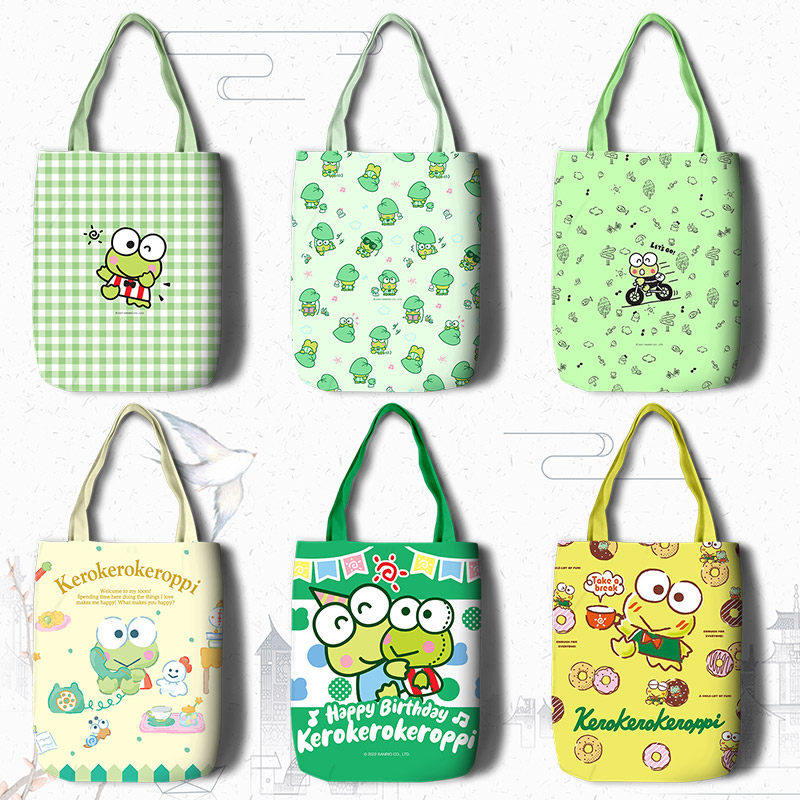 大眼蛙购物袋大容量帆布单肩包