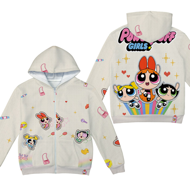 飞天小女警 Blossom 霸王美少女 衣服拉链带帽卫衣秋冬上衣薄外套