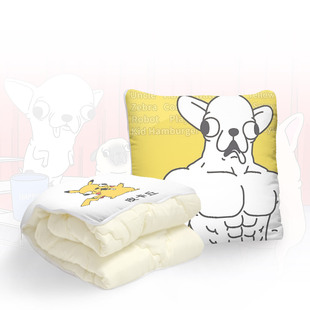 godgwawa 变种吉娃娃 抱枕被便携小被子靠垫方枕学生午睡靠垫枕头