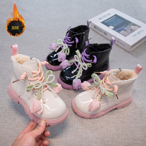 公主靴子女童马丁靴儿童皮靴雪地靴2025冬季新款短靴女宝大棉靴女