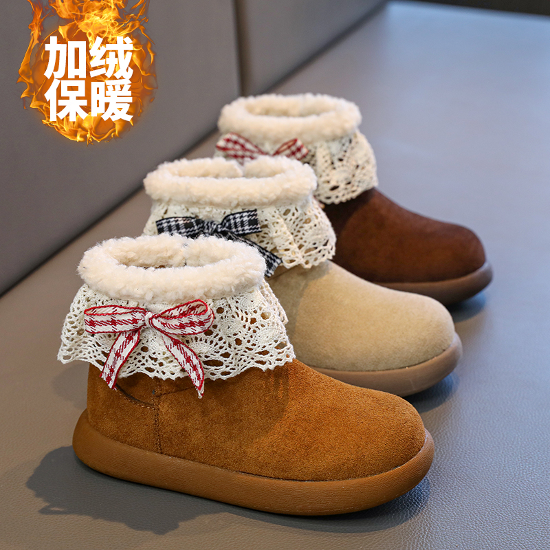 女童短靴加绒马丁靴2025冬季新款