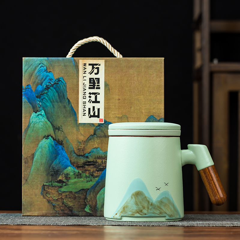 慢吧中式商务陶瓷办公杯水杯定制