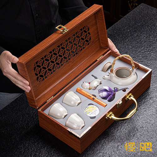 慢吧汝窑茶具礼盒装商务伴手礼品