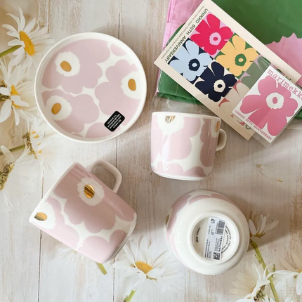 Marimekko Unikko日本限定 粉金马克杯碗