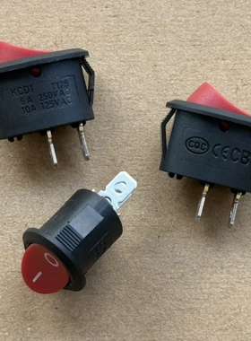 椭圆形船形开关2脚2档 KCD1 红色按钮 6A250V船型翘板电源开关