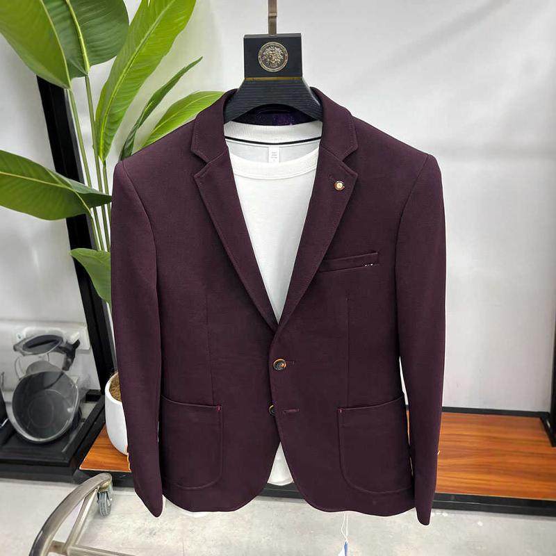 品牌尾 秋季新款 弹力针织男士休闲小西装 男式西服上衣外套