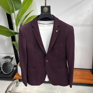 秋季 男式 新款 休闲小西装 西服上衣外套 弹力针织男士 品牌尾