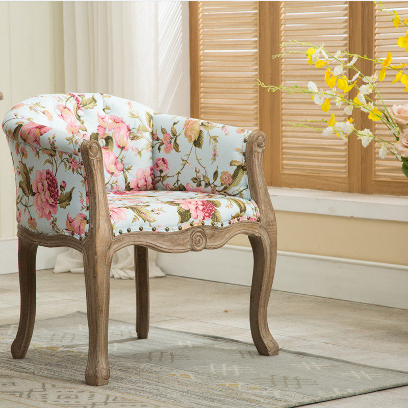欧式餐椅美式后现代实木网红北欧单人化妆美甲店酒吧家用沙发椅子