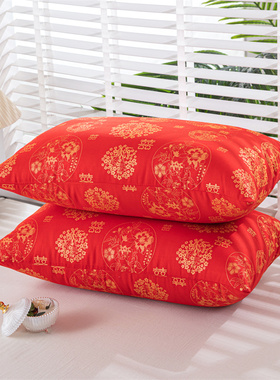 结婚枕头一对装大红色喜庆婚庆包装枕芯新婚洞房情侣枕陪嫁妆酒店