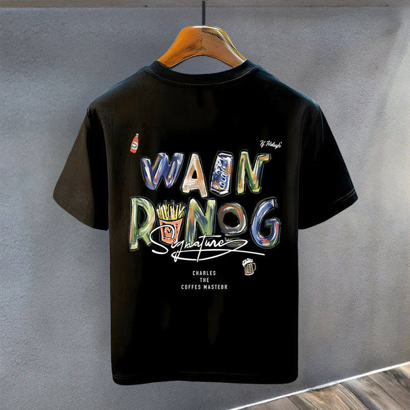 海外订单~外贸出口啤酒薯条纯棉短袖t恤男女韩版宽松大码上衣夏装