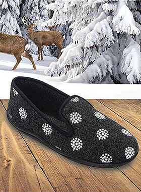 DIAN黛安戴安 法国进口秋冬保暖棉拖鞋水钻灰家居鞋包头套脚鞋女