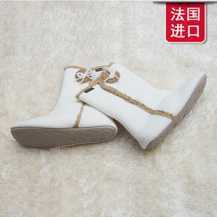 DIAN黛安戴安 法国进口室内软底女靴保暖包裹脚踝居家拖鞋
