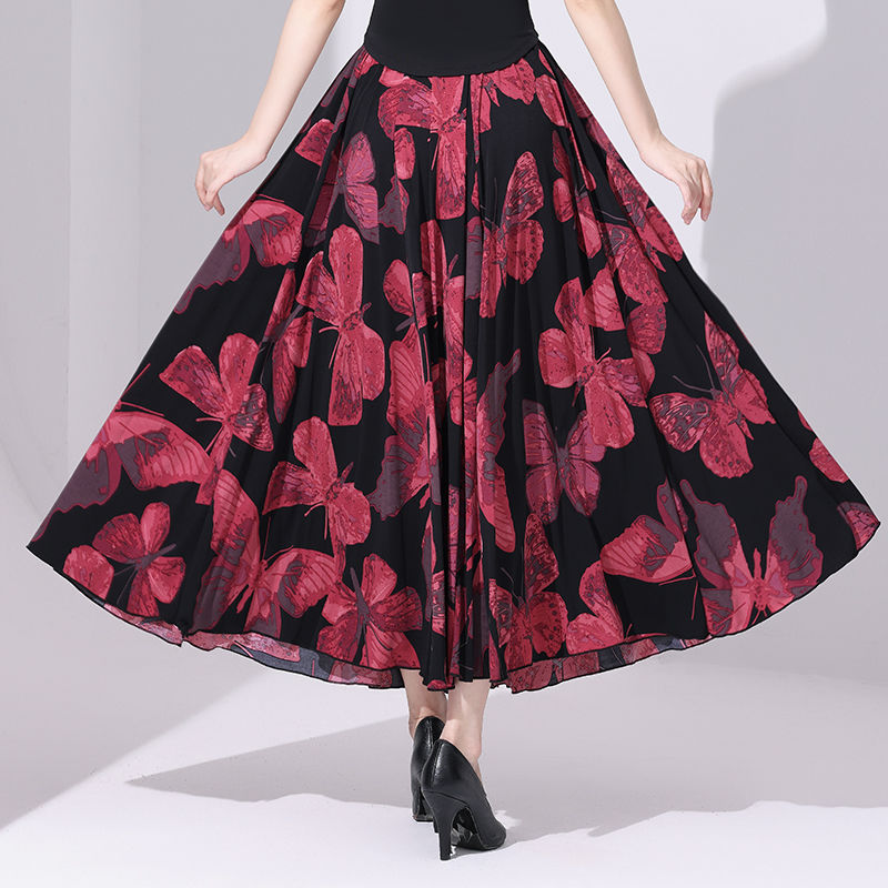 女士交谊舞大摆裙舞裙跳舞新款裙子摩登国标舞交际华尔兹半身长裙