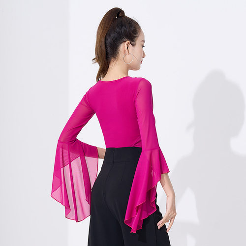 拉丁舞上衣女新款摩登舞华尔兹国