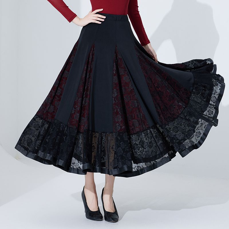 女士交谊舞大摆裙舞裙跳舞新款裙子摩登国标舞交际华尔兹半身长裙